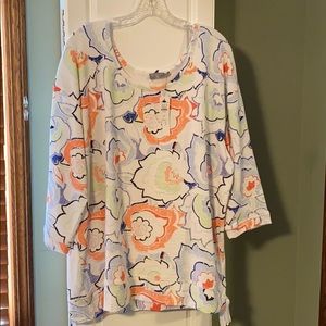 Three quarter length sleeve print top